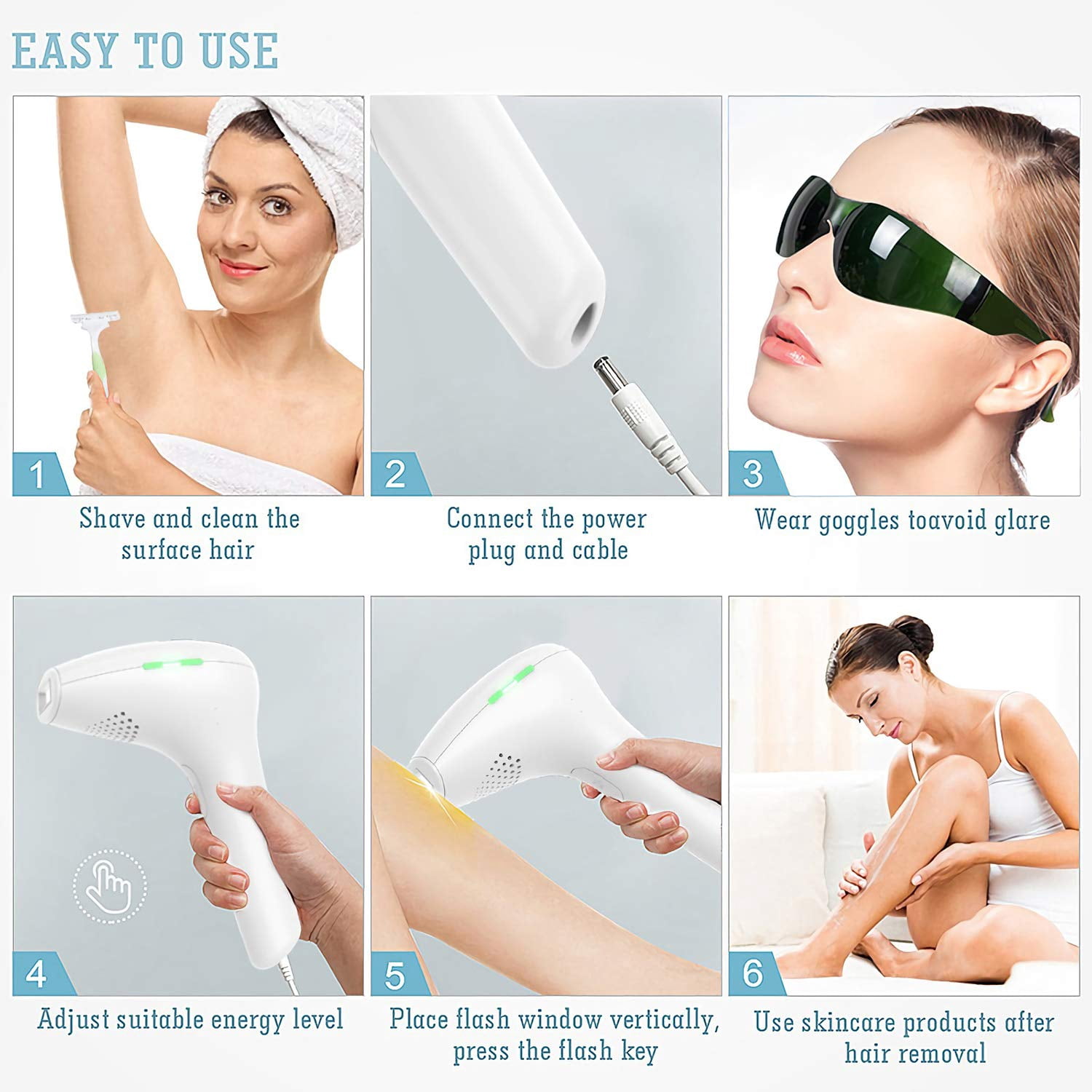 JUUTREN Laser Hair Removal for Women and Men, Painless Laser Hair Removal Device, 999999 Flashes & Dual Lights, At-Home Hair Remover for Facial Legs Arms Bikini Line Whole Body Use