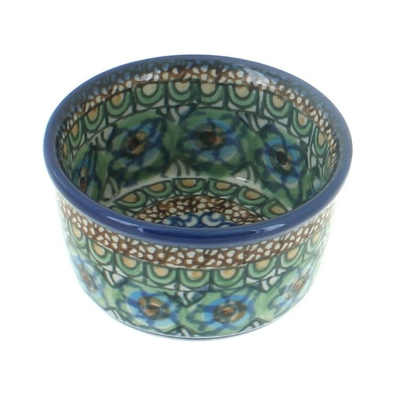 Blue Rose Polish Pottery Mardi Gras Small Deep Ramekin