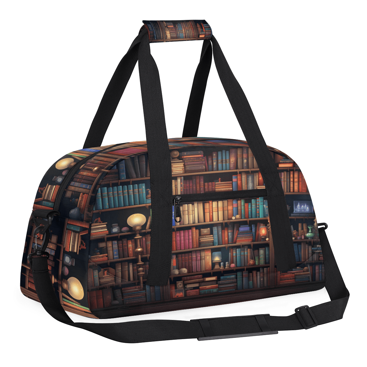 Herdesigns Library Sports Duffle Bag for Women & Men, Library Bookshelf Gym Bag Dance Bag Overnight Bag Carry On Weekender Travel Bag