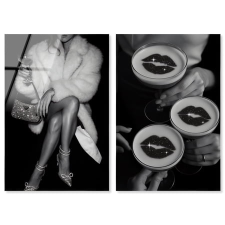 Party Glam Set Acrylic Print Fashion Wall Decor Set by Art Remedy, Ready to Hang, 10 x 15