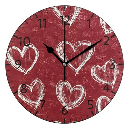 YAZAOO Decorative Wall Clock Size：25cm Chalkboard Sweethearts Design Pattern Clock
