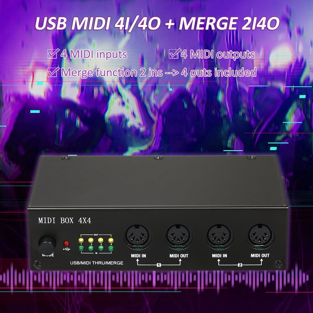 UM4x4 USB MIDI Interface 4 in /4 Out 64 Channels 4i/4o + Merge 2i4o Box pwm25