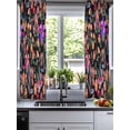 thumbnail image 2 of Watercolor Flowers Sheer Curtains 45 Inch Length 2 Panels Set for Living Room/Bedroom, Retro Spring Floral Botanical Leaves Black Kitchen Curtains Grommet Curtains Window Treatments 42"x45"x2, 2 of 7
