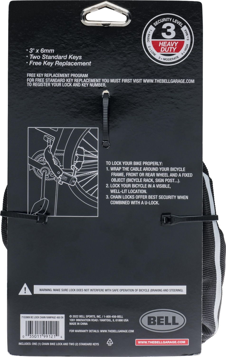 Bell Sports Rampage™ 400 Chain Lock, 3’ Length