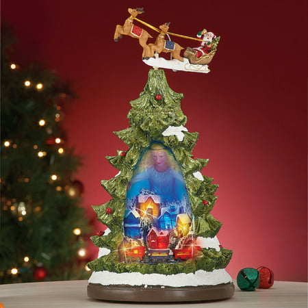 Collections Etc Motion Christmas Tree Village Scene Tabletop
