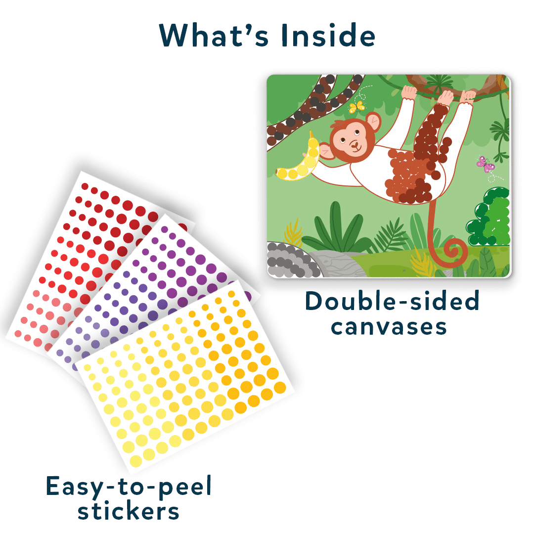 Skillmatics Dot It Animals Craft Kit for Kids, DIY Sticker Mosaic Art Activity Set with 6 Animal Designs, Screen-Free Arts and Crafts, Ages 3+