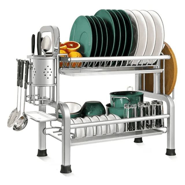 Escurridor Trastes,2 Niveles Gran Capacidad Acero Inoxidable Malubero Malu1505
