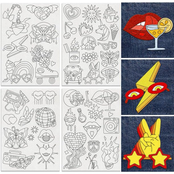 42 divertidos estabilizadores de patrones de bordado de 21 x 30 cm. Adhesivos mágicos solubles en agua para bordar. 4 hojas de papel para bordar a mano, ideales para uso diario.