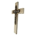 thumbnail image 3 of Rustic Country Western Faux Crackled Wood with Pebble Rock Stones Wall Cross, 3 of 5