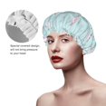 thumbnail image 2 of KLL Milk Tea Pattern Shower Cap & Bath Cap for Women,Reversible Oversized Waterproof Shower Caps for all Hair Lengths,Elastic Reusable Bathing Hair Cap, 2 of 6