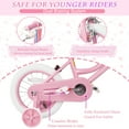thumbnail image 3 of XJD 12 inch Kids Girls Bike for 3-12 Years Old Toddlers, Princess Children Bicycle with Training Wheels, Streamers, Basket, Doll Seat, Pink, 3 of 16