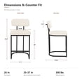 thumbnail image 3 of ClinQ Modern Bar Stools Set of 4, Upholstered Counter Height Bar Chairs with Sturdy Metal Frame and Backrest for Kitchen Island, Beige, 3 of 11