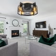 thumbnail image 2 of Energetic 16" Industrial Style Caged Ceiling Fan with Lights and Remote Control, 6 Speeds Reversible DC Motor, ETL Listed, 2 of 9