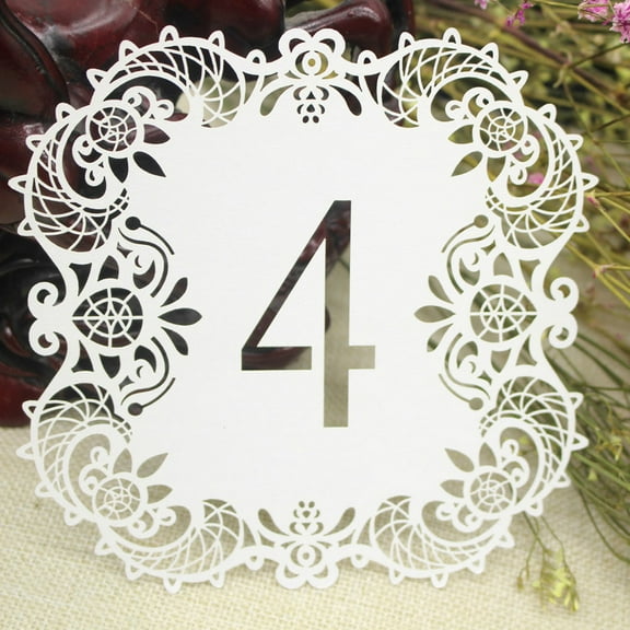 OUNONA 10pcs/set White Hollow Cut Table Number Cards 1-10 Wedding Supplies Table Centerpiece Decorations Wedding Engagement