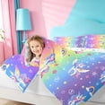 thumbnail image 4 of meiyoeat Colorful Kawaii Unicorn 7-Piece Twin Bedding For Girls,Dreamy Rainbow Gradient Stripes Bedding Comforter Set For Kids,Colorful Stars Reversible, 4 of 7