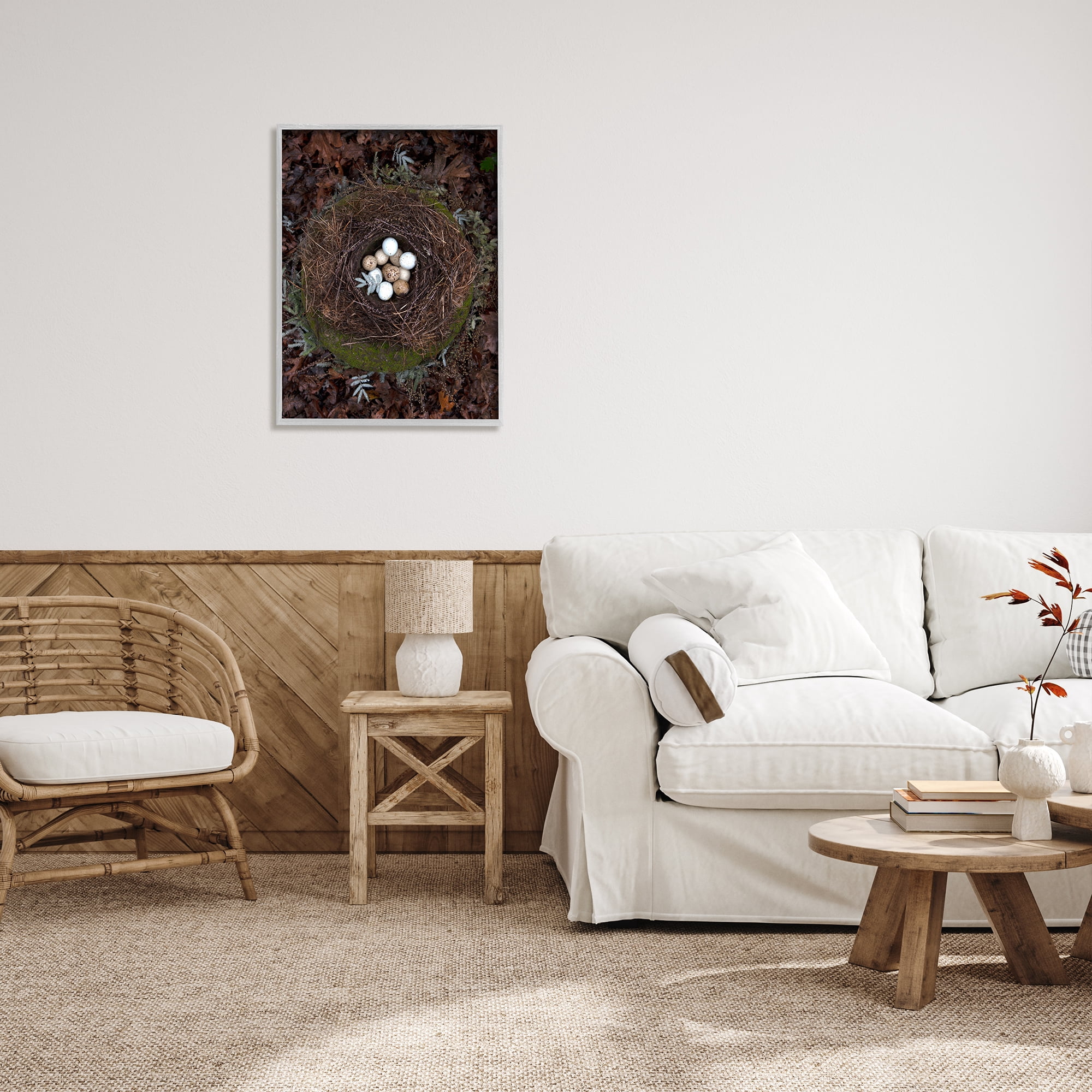 Stupell Industries Bird Nest Wildlife Forest Nature Speckled Eggs Photograph Gray Framed Art Print Wall Art, Design by Tania Soderman