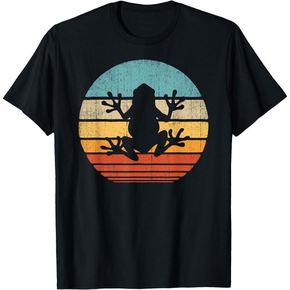 Frog Retro Vintage 60s 70s Sunset Amphibian Animal Unisex T-Shirt for Men Women Kids Toddler