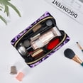 thumbnail image 3 of Eggplant Print purple Makeup Bag, Large Capacity Travel Cosmetic Bag for Women Girls- Travel Toiletry Bag Leather Portable Waterproof Makeup Case Organizer with Handle, 3 of 4
