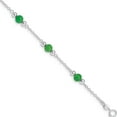 thumbnail image 1 of Sterling Silver Rhodium-Plated 9Inch Polished Green Jade Anklet Made In Thailand qg1231-9, 1 of 5