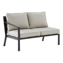 Afuera Living Fabric Outdoor Sectional Left Side Loveseat in Taupe/Matte Black