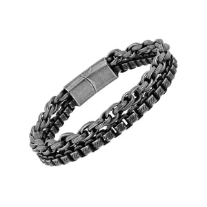 Believe by Brilliance Men's Gunmetal Stacked Bracelet