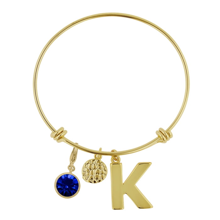 Initial Charm Bracelet With Sapphire Crystal Birthstone, For September Babies by SuperJeweler