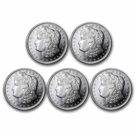 1 oz Silver Round - Morgan Dollar Design - (Lot of 5)