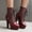 Red, variant on Womens High Heel Platform Lace Up Booties Chunky Heel Ankle Boots With Zipper Round Toe