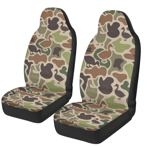 XYZCANDO Duck Camo Front Car Seat Cover Set of 2 Car Seat Covers for Front Seats Elastic Polyester Auto Interior Accessories Anti-Slip Back Fabric for Most Cars Sedans and SUVs