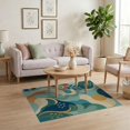 thumbnail image 3 of ODIKA 4'x6' Teal Serenity Waves Abstract Artistic Washable Area Rug Elegant Flowing Shapes with Nature-Inspired Motifs Stain Resistant, Low Pile, Easy Care for Dorm Room, Small Living, 3 of 7