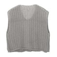 thumbnail image 4 of RMGVDSD Women's Cropped Sweater Vest Cute Crewneck Button Down Sleeveless Crop Knit Cardigan With Pockets Solid Color Knit Pullover Sweater Tops /Grey, 4 of 7