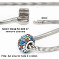 thumbnail image 4 of 1 Pulsera de dijes europeos de acero inoxidable con cadena de serpiente y cierre de barril para mujer. Compatible con dijes de estilo europeo. 7,1 pulgadas., 4 of 6