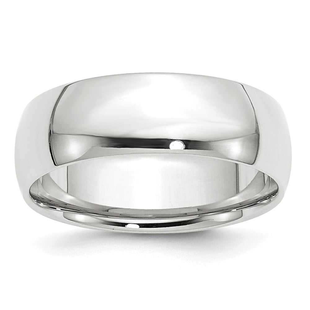 14k White Gold Classic Plain Polished Band Ring 7mm Width 14k White Gold Classic Plain Polished Band Ring 7mm Width