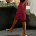 thumbnail image 6 of Stamzod Womens Cargo Capri Pants Loose Casual Elastic Waist Cropped Pants Plus Size Fashion Summer Capris Wine M, 6 of 7