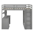 thumbnail image 3 of Full Size Loft Bed with Desk, Drawers and Wardrobe, Wooden Loft Bed Frame with Storage Shelves, Full-Length Guardrail & Space-Saving Full Loft Bed for Kids, Teens, Adults Bedroom and Dorm, Gray, 3 of 7