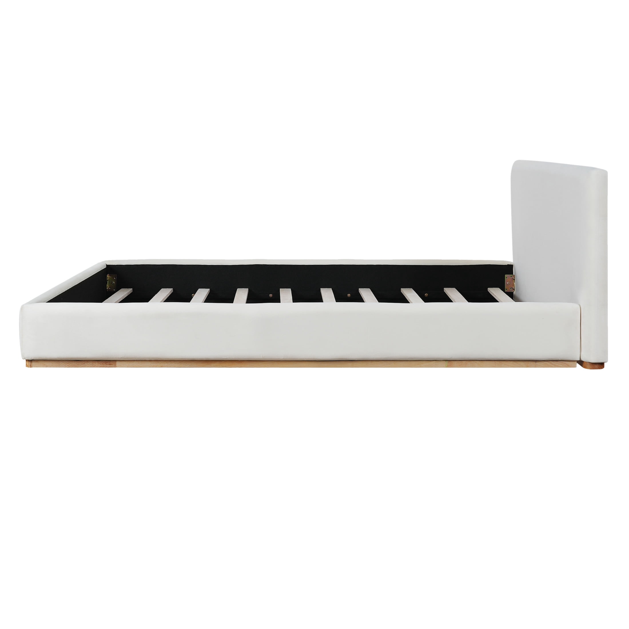 Christopher Knight Home Velvet Upholstered King Bed, Solid Wood Platform  Bed Frame, White