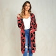 thumbnail image 6 of Women'S Cardigan Sweaters Leopard Long Sleeve Open Front Outwear Fall Winter Loose Knit Cheetah Long Cardigan Red S, 6 of 8