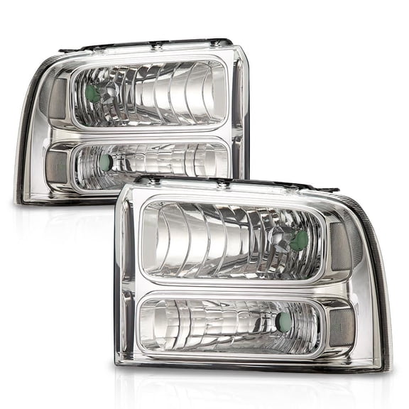 PIT66 Corner Clear/Chrome Headlights Assembly Fit For 2005-2007 Ford F250 F350 Super Duty Headlamp