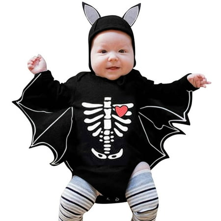 

Baby Bat My 1st Outfit Baby Boy Girl Black Bat Long Sleeve Romper Bodysuit with Hats Set Baby Zipper Romper Summer Clothes for Boys Baby Boy Preppy Clothes Baby Boy Clothes 24 Months Cute Romper Baby