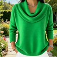 thumbnail image 2 of Teylalorva Women's Fashion Solid Color Sweater Long Sleeve Round Neck Top for Fall Winter Wear Top Green Size 3XL, 2 of 5