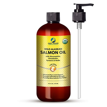 Andy Anand Alaskan Salmon Oil with Glucosamine, Chondroitin, Turmeric & Herbs- Certified Organic- Promotes Lubrication & Strength Flexibility & Joint Support and Pain Relief (8oz.