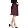 thumbnail image 5 of INSPIRE CHIC Women's Striped Skirt Elastic High Waist Button Front A-Line Midi Skirt XS Red Black, 5 of 8