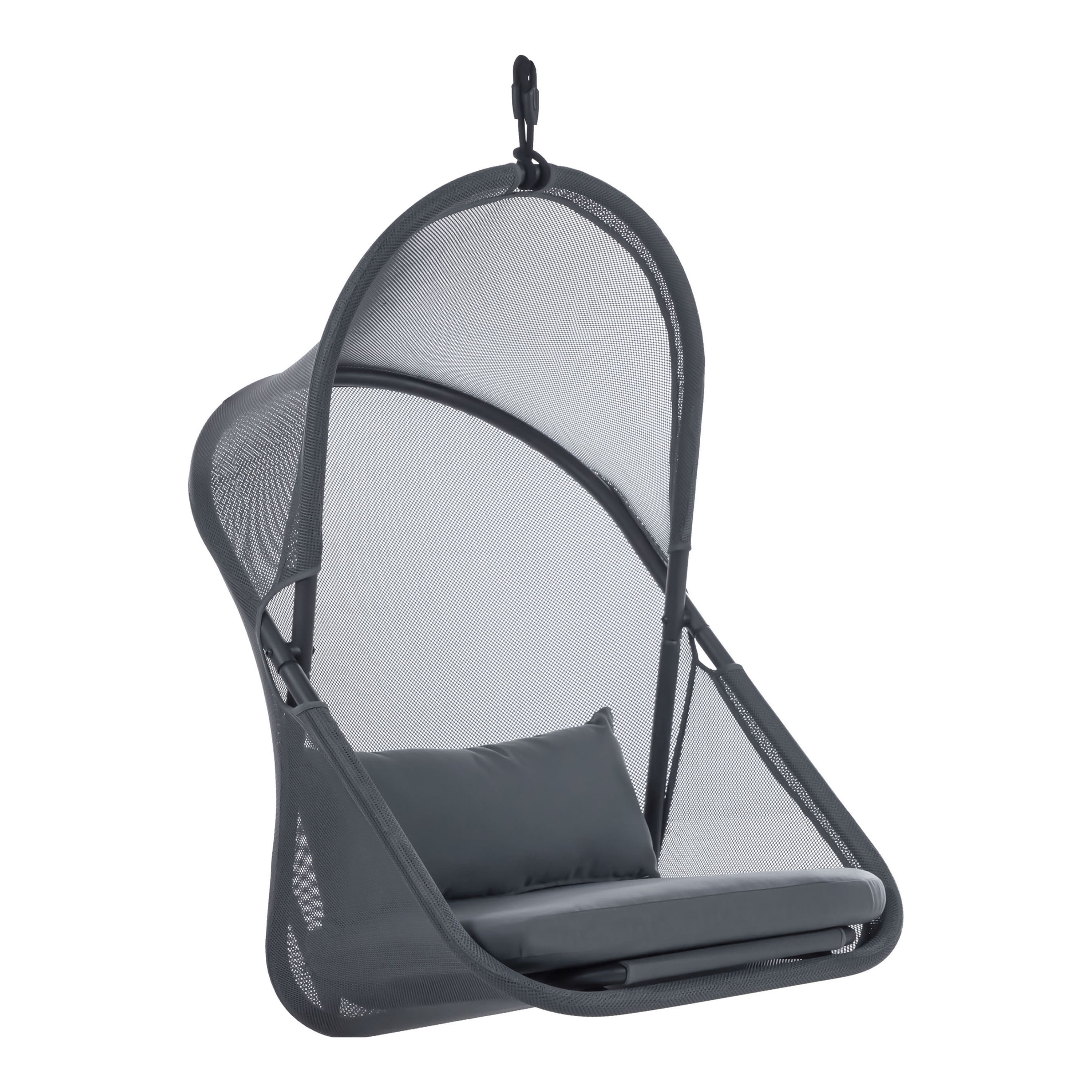Furniture of America Sway UV-Resistant Foldable Patio Swing Chair with Stand, Dark Gray