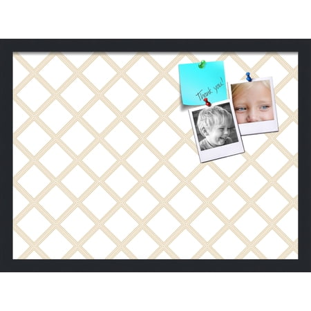 PinPix 22x16 Custom Cork Bulletin Board Diamond Modern Beige White Poster Board Has a Fabric Style Canvas Finish Framed in Diamond Modern Beige White by ArtToFrames (PinPix-1801)