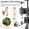 thumbnail image 3 of Dkelincs 70"H Large Multilevel Cat Tree, Double Condo Cat Tower with Scratching Post Tower & 3 Top Perches, Light Gray, 3 of 7