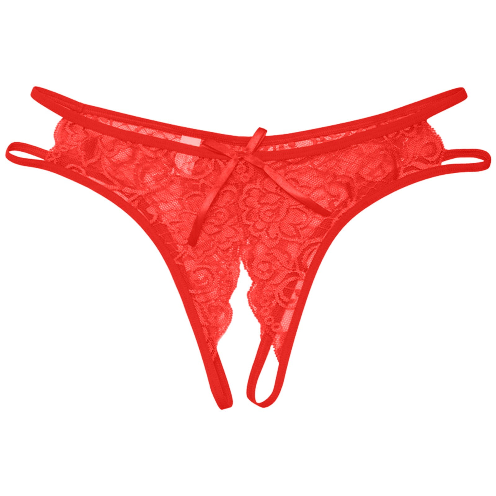 Women Underwear Brief Lace Underpants Open Crotch Low Waist Panties 1PC