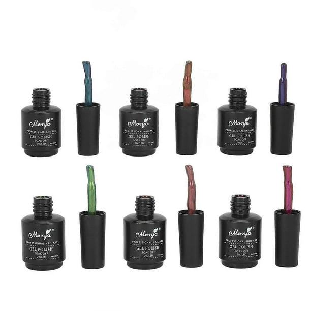 Holographic Nail Polish Set 6 Colors Dual Gloss Effect Smoothing Texture Nail Art Gel Paint for Salon