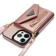 thumbnail image 3 of Dteck Crossbody Wallet Case for iPhone 14 Pro 6.1 inch,Card Holder Phone Case with Magnetic Closure PU Leather Zipper Lanyard Strap Purse Kickstand Flip Cover Protective Case for Women Girl,Pink, 3 of 8