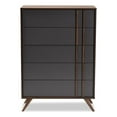 thumbnail image 4 of Baxton Studio Naoki Modern and Contemporary Two-Tone Grey and Walnut Finished Wood 5-Drawer Bedroom Chest, 4 of 7