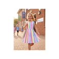 thumbnail image 3 of Girls Dress Pink Rainbow Striped Heart Hollow Back Casual Cotton Summer Dresses for Girls 4 Years, 3 of 5